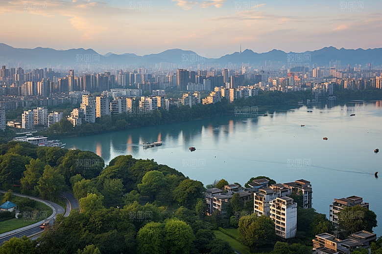 杭州城市风光风景地标摄影图