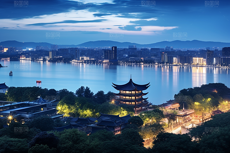 杭州城市风光南宋古都都市摄影图