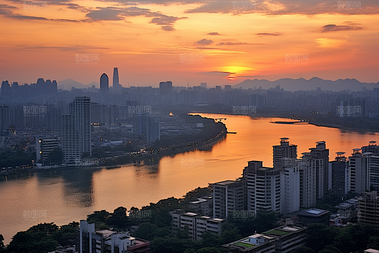 杭州城市风光旅行都市摄影图