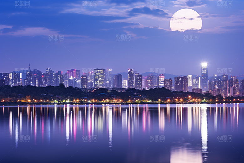 杭州城市风光江南景点摄影图