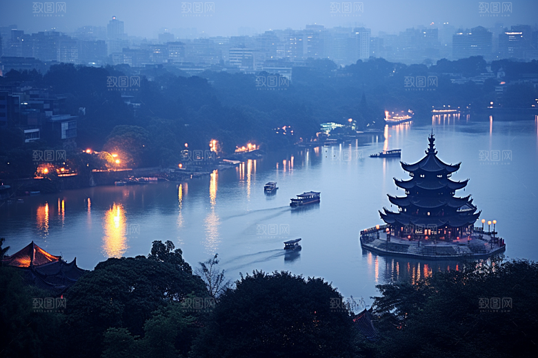 杭州城市风光地标风景摄影图