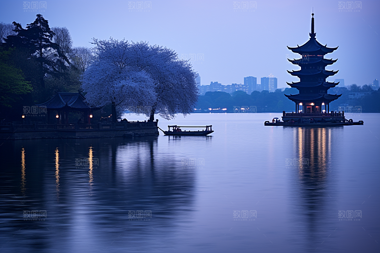 杭州城市风光旅游景色摄影图