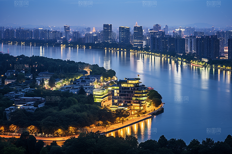 杭州城市风光江南都市摄影图
