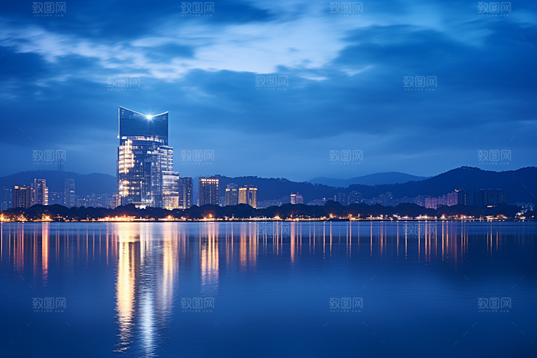 杭州城市风光景点都市摄影图