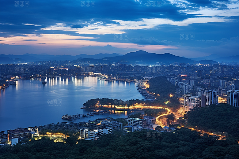 杭州城市风光旅游景点摄影图