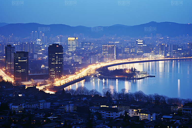 杭州城市风光都市江南摄影图