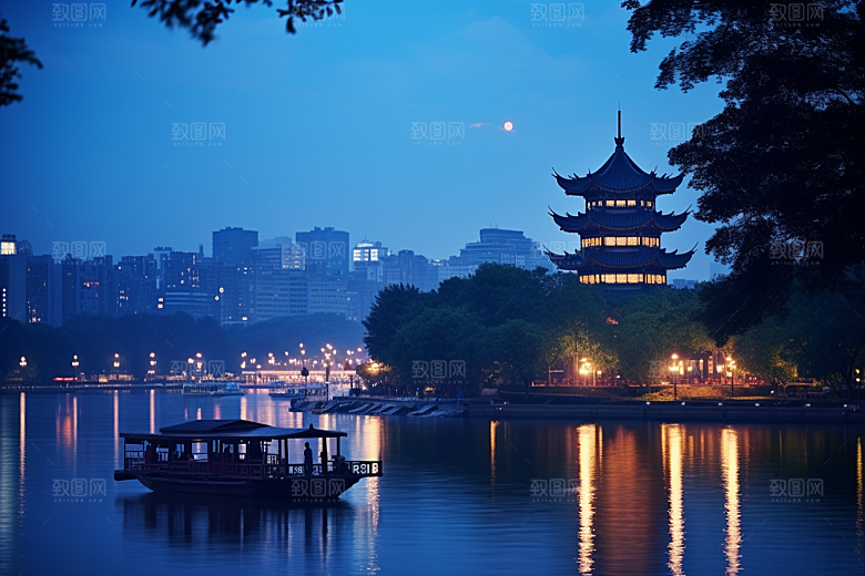 杭州城市风光国内游景点摄影图