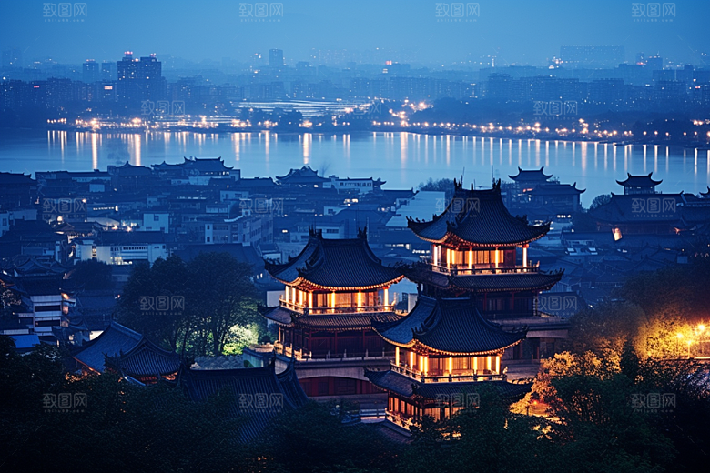 杭州城市风光旅行江南摄影图