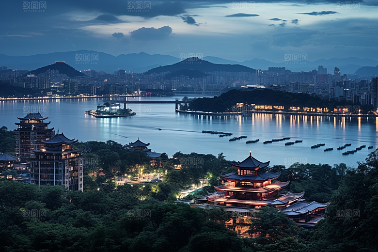 杭州城市风光国内游旅行摄影图