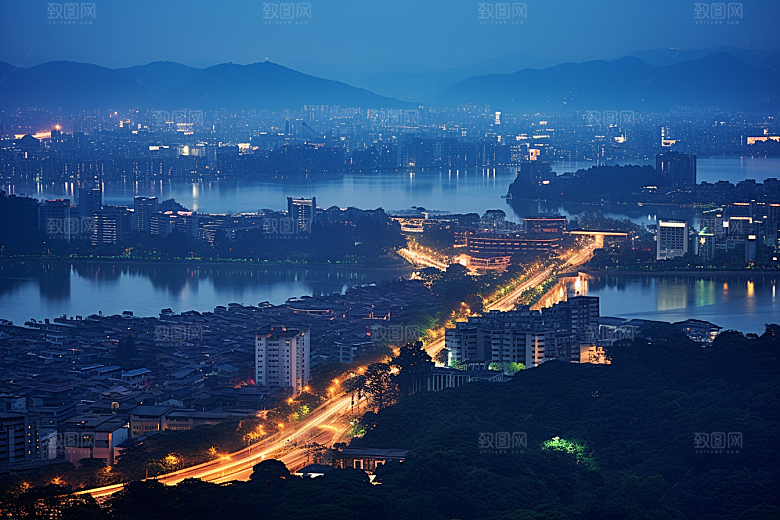 杭州城市风光景色旅游摄影图