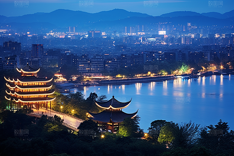 杭州城市风光高清都市摄影图