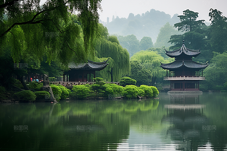 杭州城市风光旅游景点摄影图