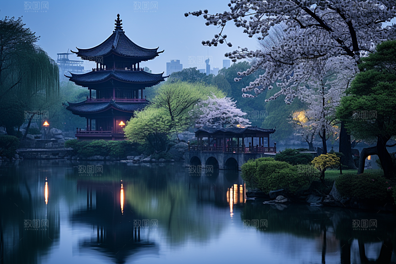 杭州城市风光景色都市摄影图