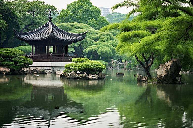 杭州城市风光南宋古都景点摄影图