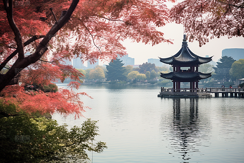 杭州城市风光景色风景摄影图