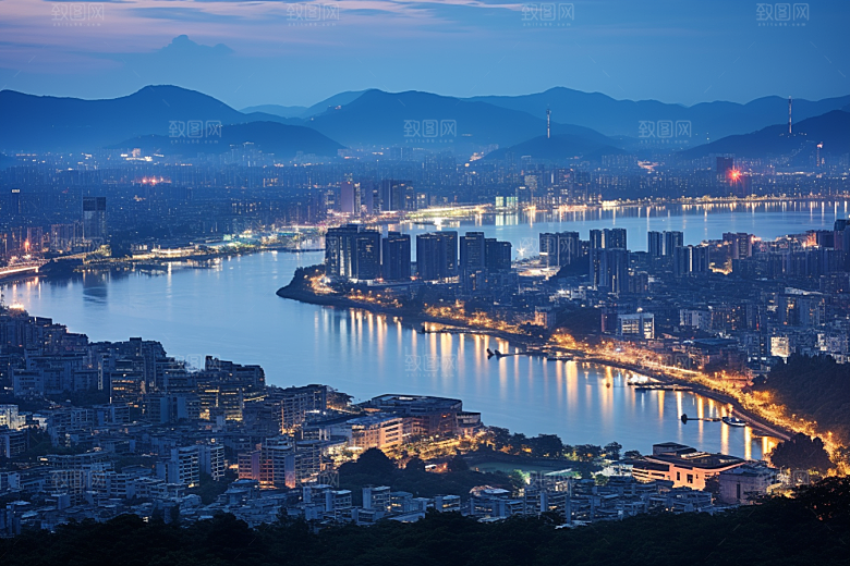 杭州城市风光高清景色摄影图