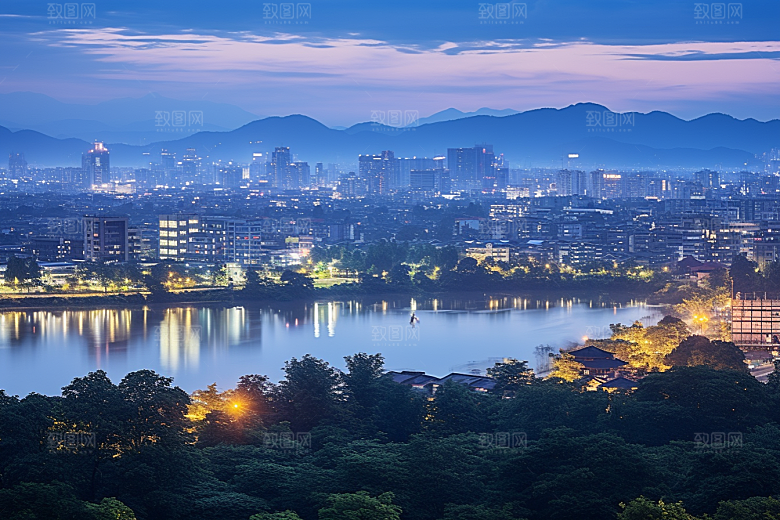 杭州城市风光景色旅行摄影图