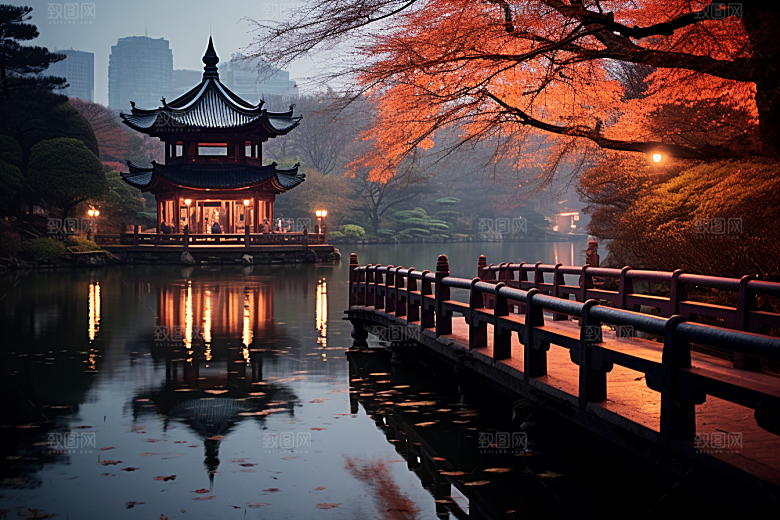 杭州城市风光风景都市摄影图