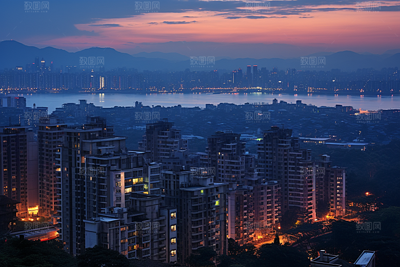 杭州城市风光地标景色摄影图