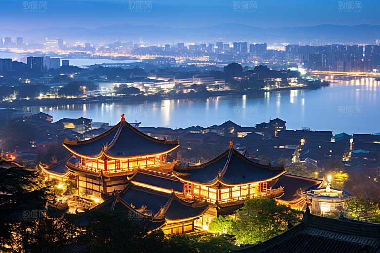 杭州城市风光南宋古都地标摄影图