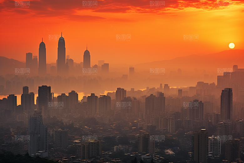 杭州城市风光景点地标摄影图