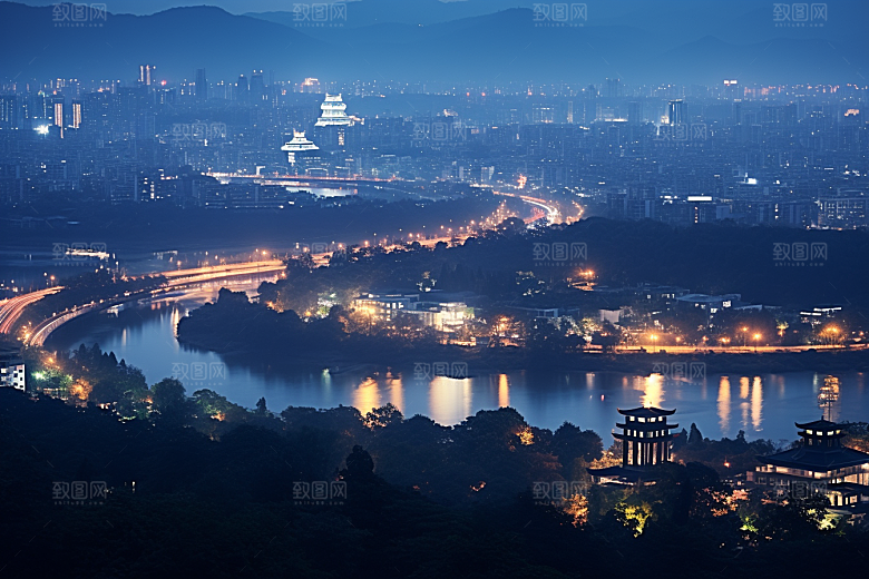 杭州城市风光景点旅行摄影图
