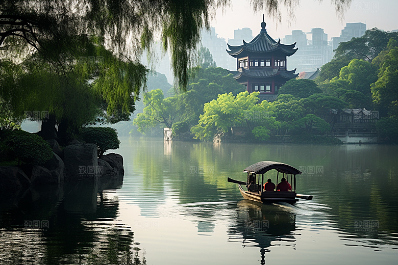杭州城市风光南宋古都旅行摄影图