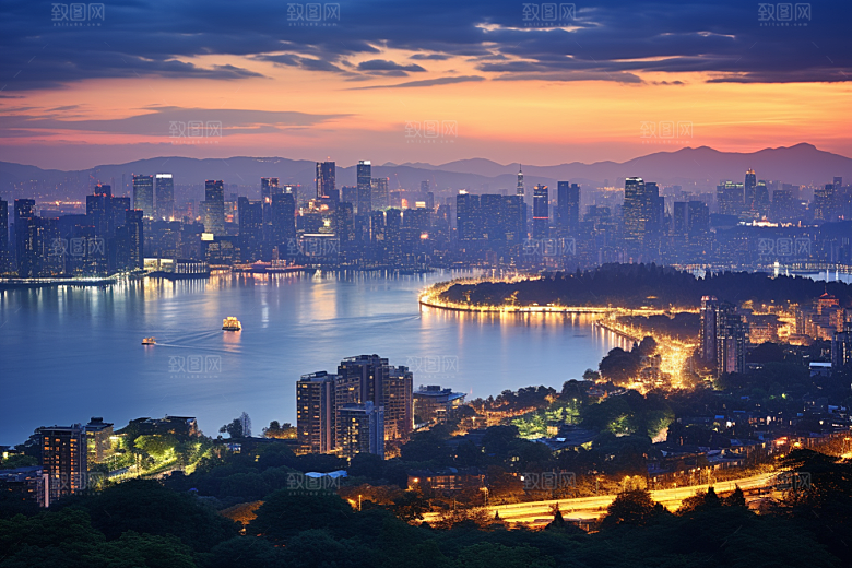 杭州城市风光景色南宋古都摄影图