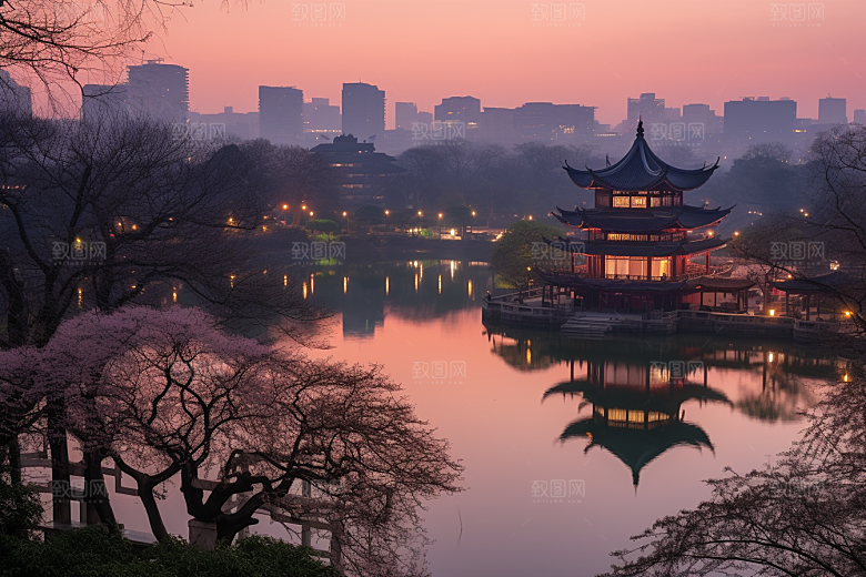 杭州城市风光高清景点摄影图