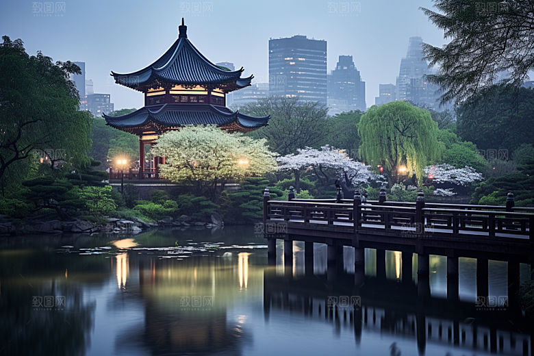 杭州城市风光景点旅游摄影图