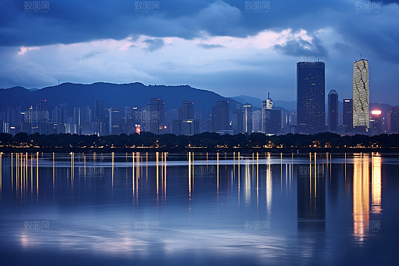 杭州城市风光景点都市摄影图