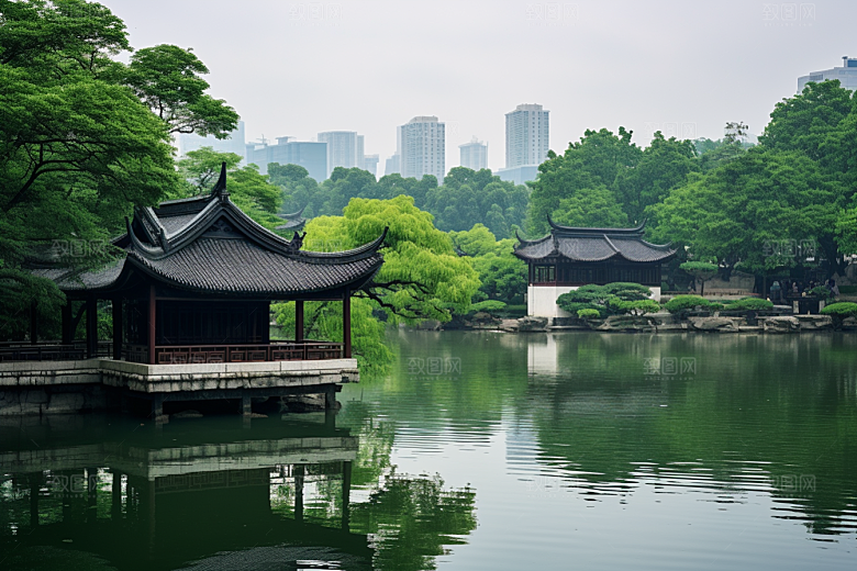 杭州城市风光地标江南摄影图