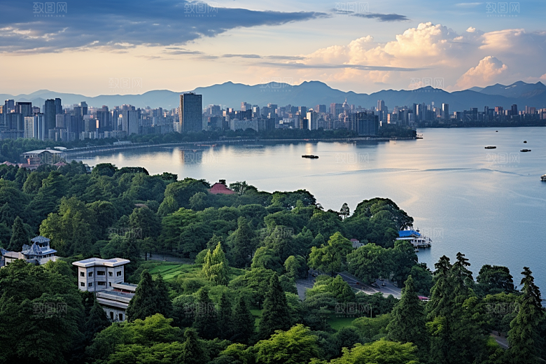 杭州城市风光江南景色摄影图