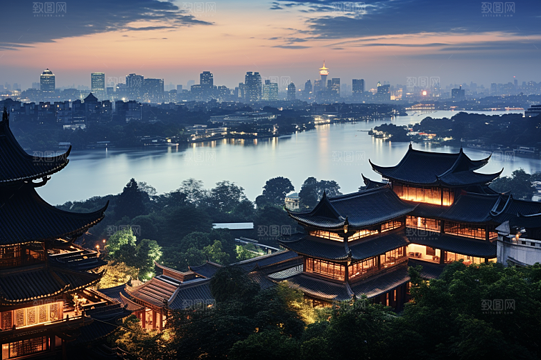 杭州城市风光风景南宋古都摄影图