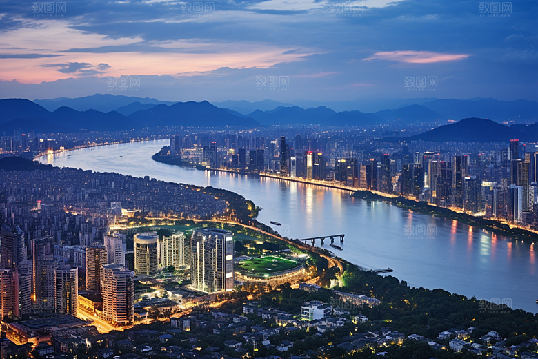 杭州城市风光旅行都市摄影图