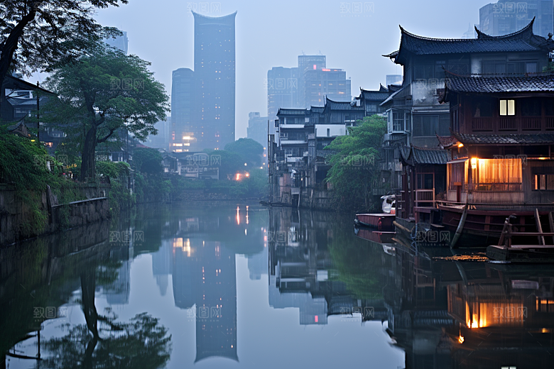 杭州城市风光地标风景摄影图