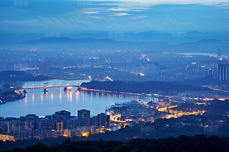 杭州城市风光景色景点摄影图