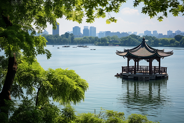杭州城市风光旅行景点摄影图