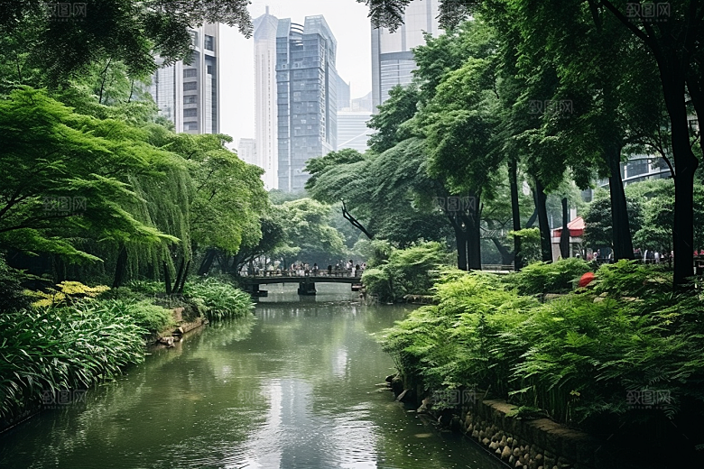 杭州城市风光江南都市摄影图