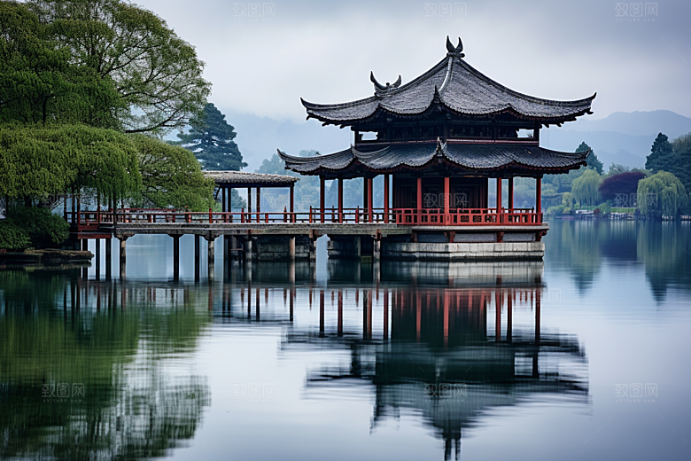 杭州城市风光景色旅行摄影图