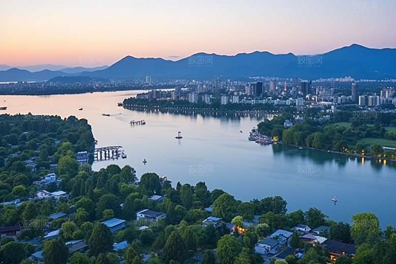 杭州城市风光江南地标摄影图
