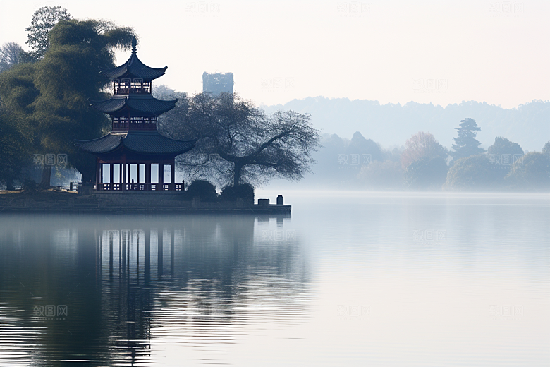 杭州城市风光景点江南摄影图