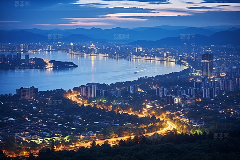 杭州城市风光景色旅行摄影图