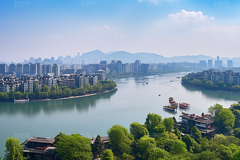 杭州城市风光旅游江南摄影图