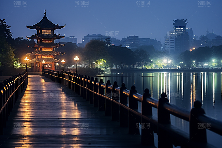 杭州城市风光高清景色摄影图