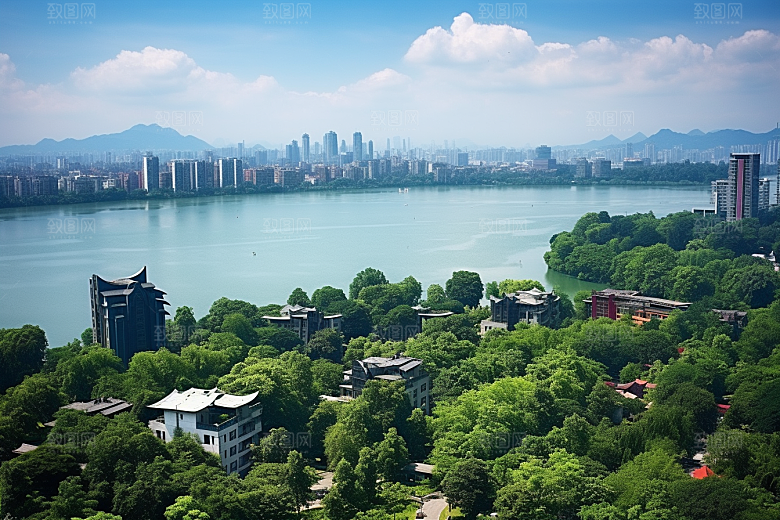 杭州城市风光地标风景摄影图