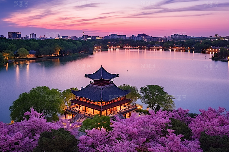 杭州城市风光风景都市摄影图