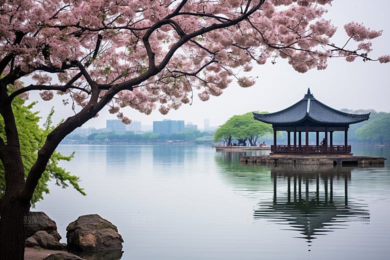 杭州城市风光江南都市摄影图