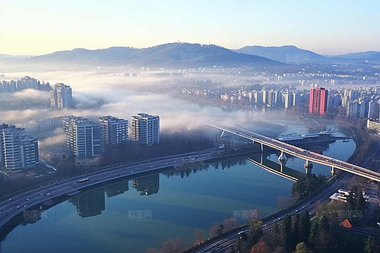 杭州城市风光景色都市摄影图