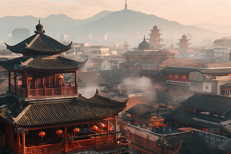 杭州城市风光旅游南宋古都摄影图